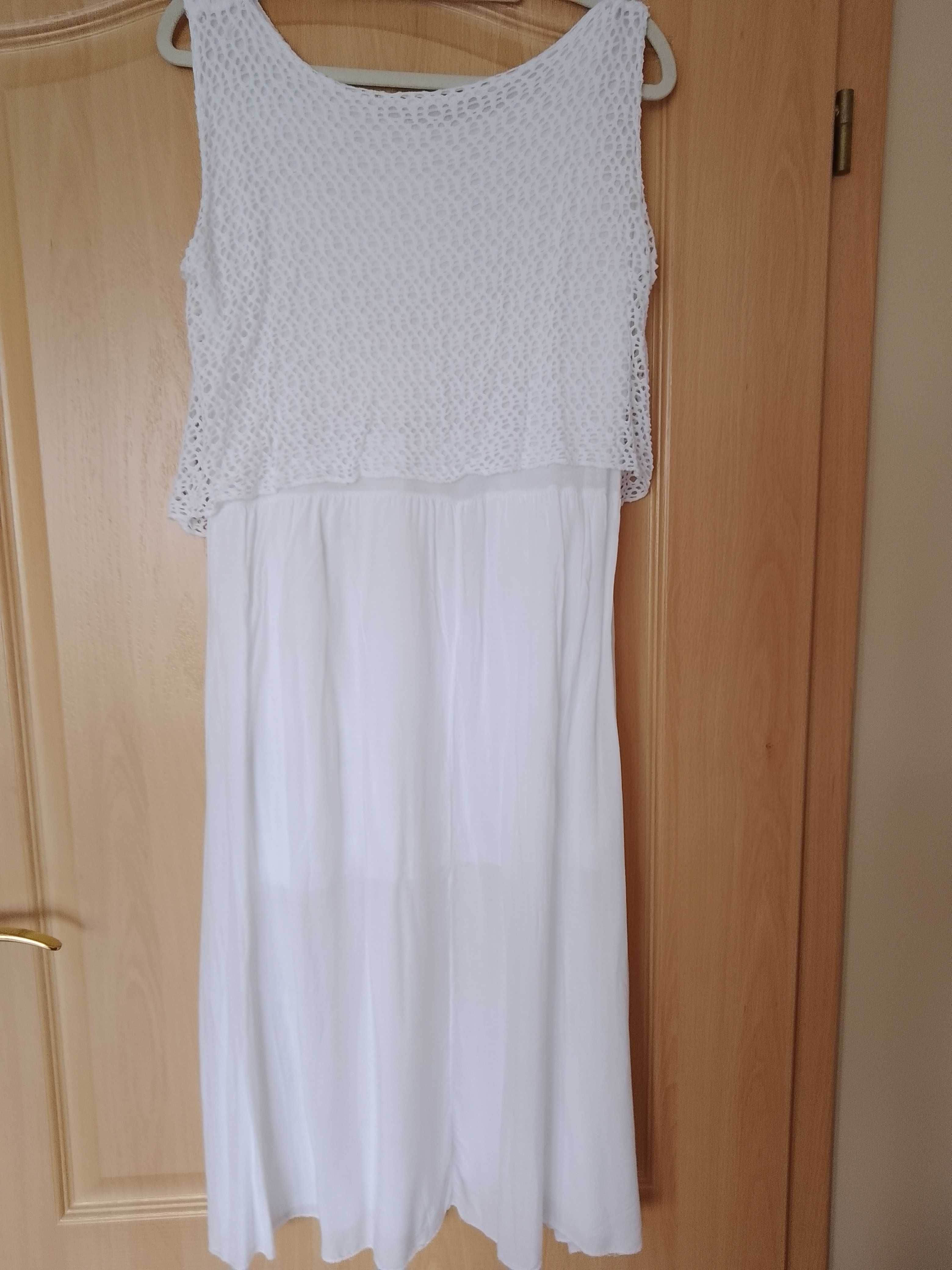 Biała sukienka z wiskozy