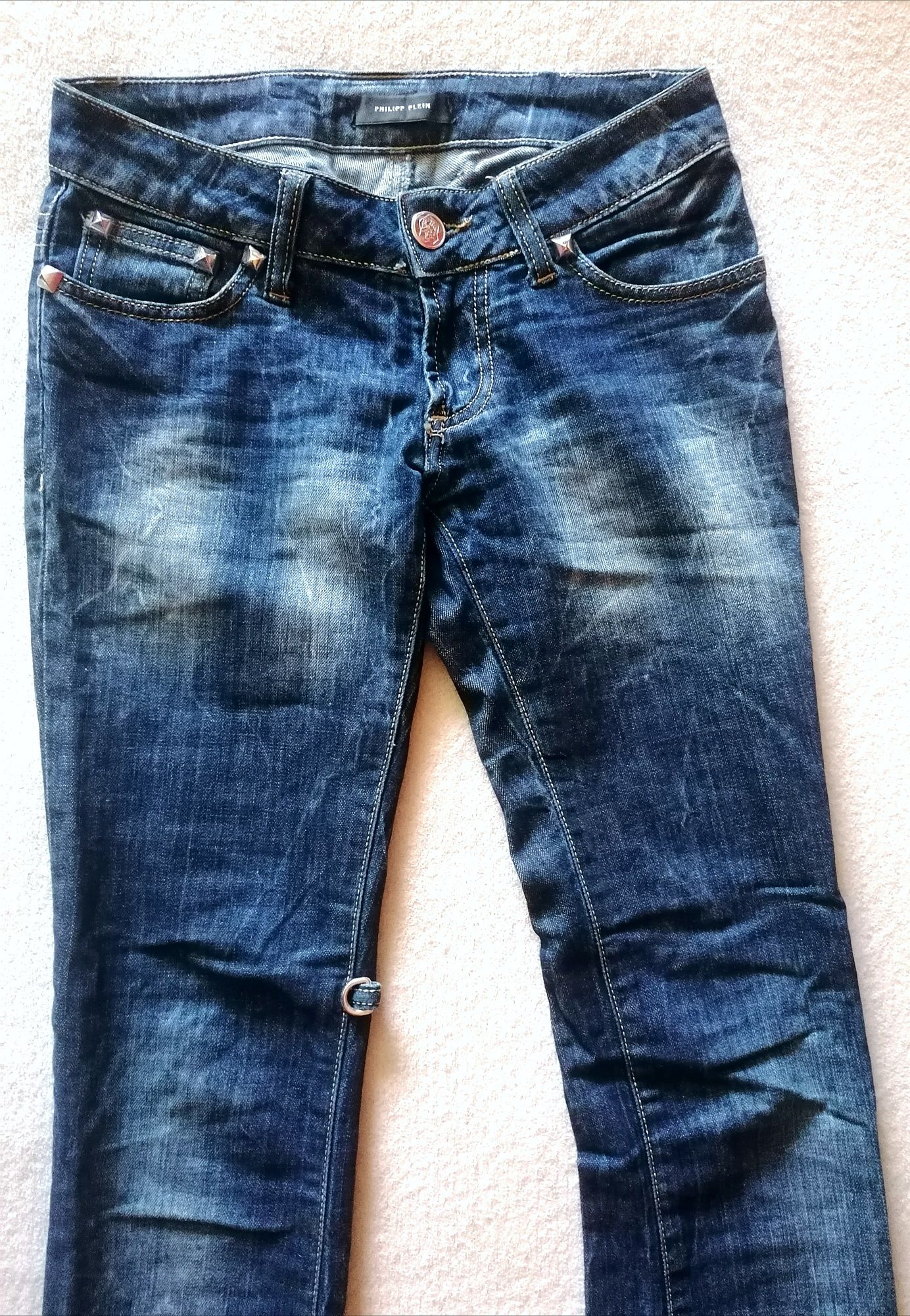 Spodnie jeans oryginalne philipp plein Slim gniecione M (26) stan bdb