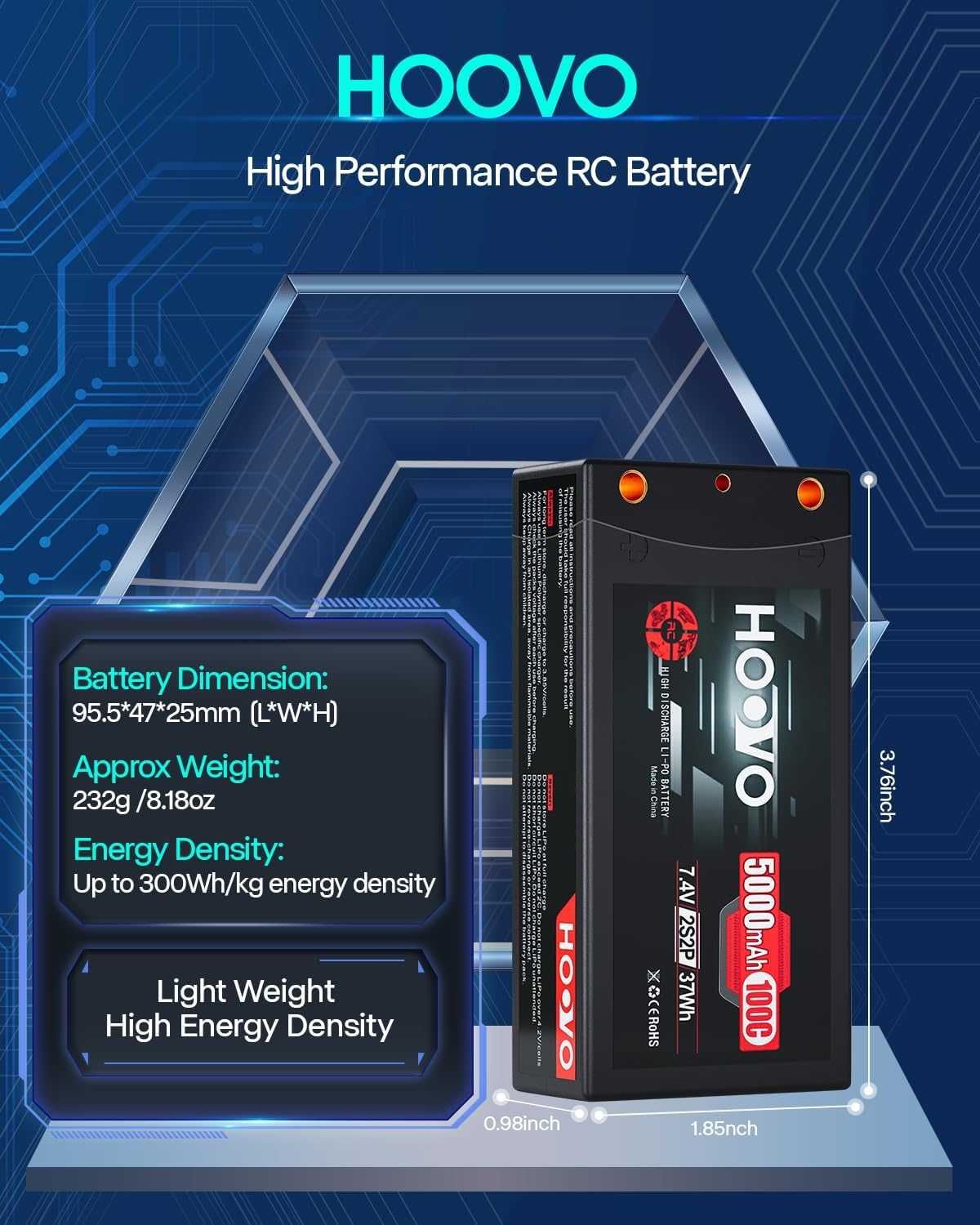 Akumulator litowo-polimerowy HOOVO 2S 7,4 V 100 C 5000 mAh RC