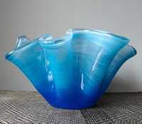 Wazon chusta Szkło kolorowe Murano waza patera turkusowy kobaltowy