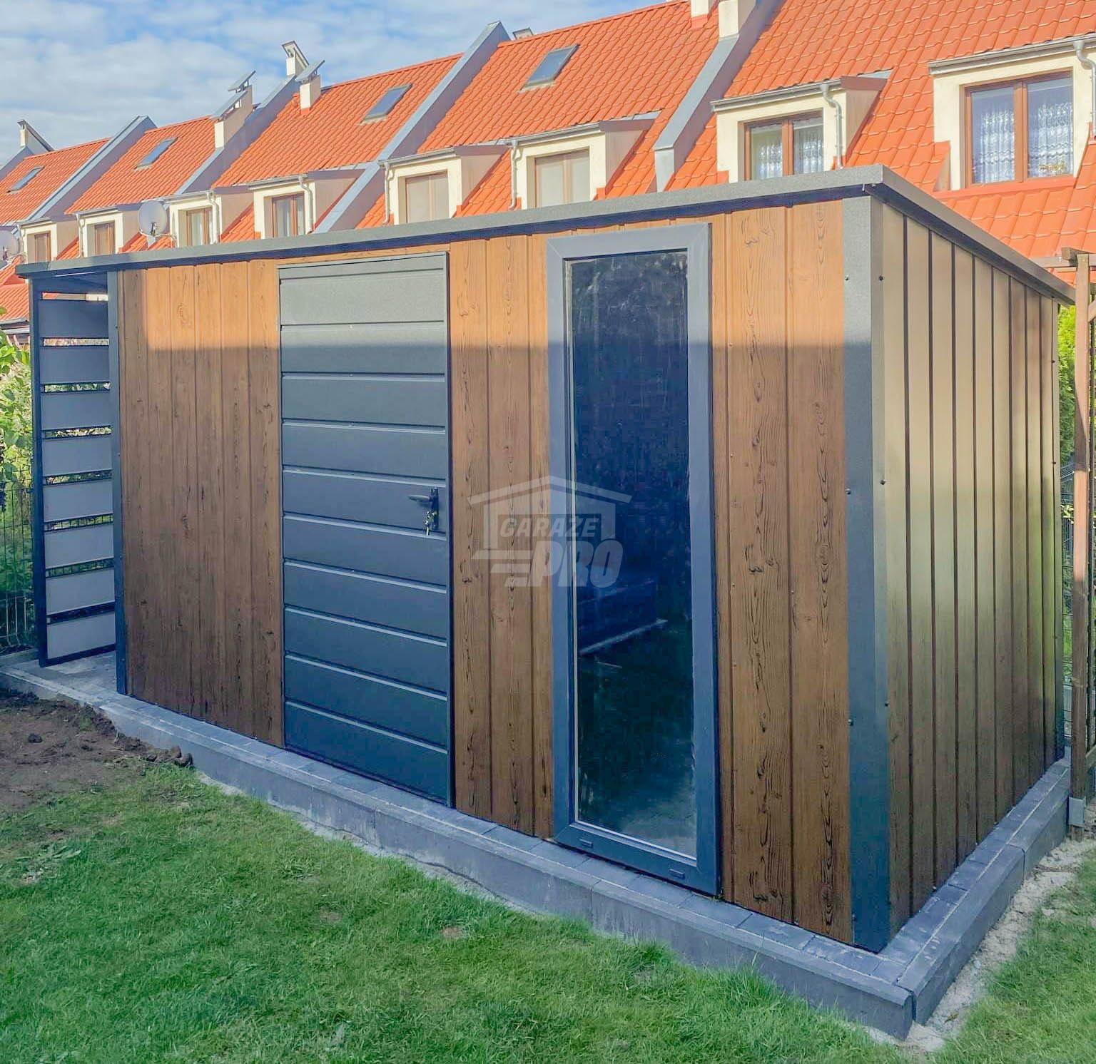 Schowek Domek Ogrodowy 3,5x2m + wiata 0,7m  Drzwi okno dach GP553