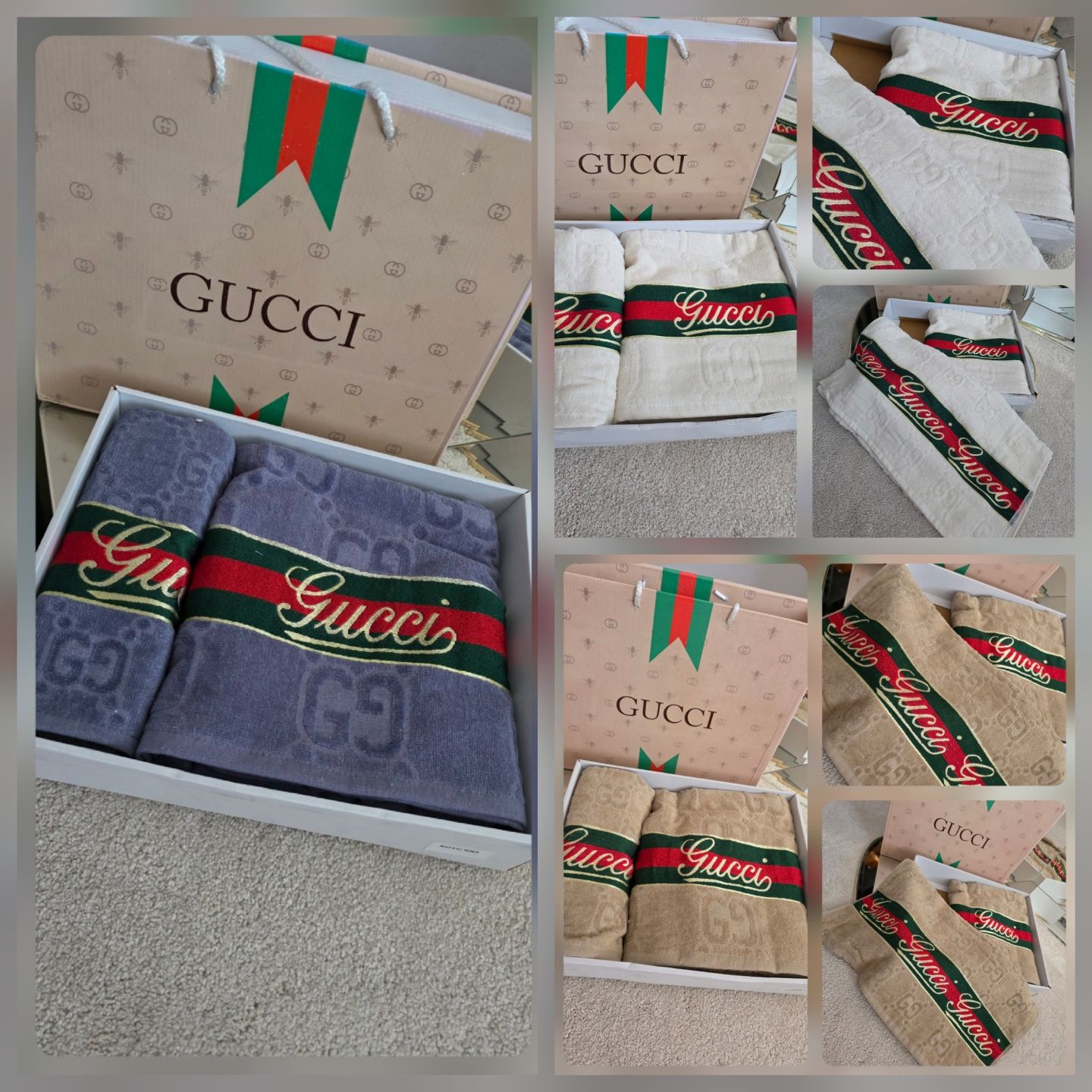 Reczniki komplet ręczników  70x140  90x 50  Gucci  Chanel  BURBERRY