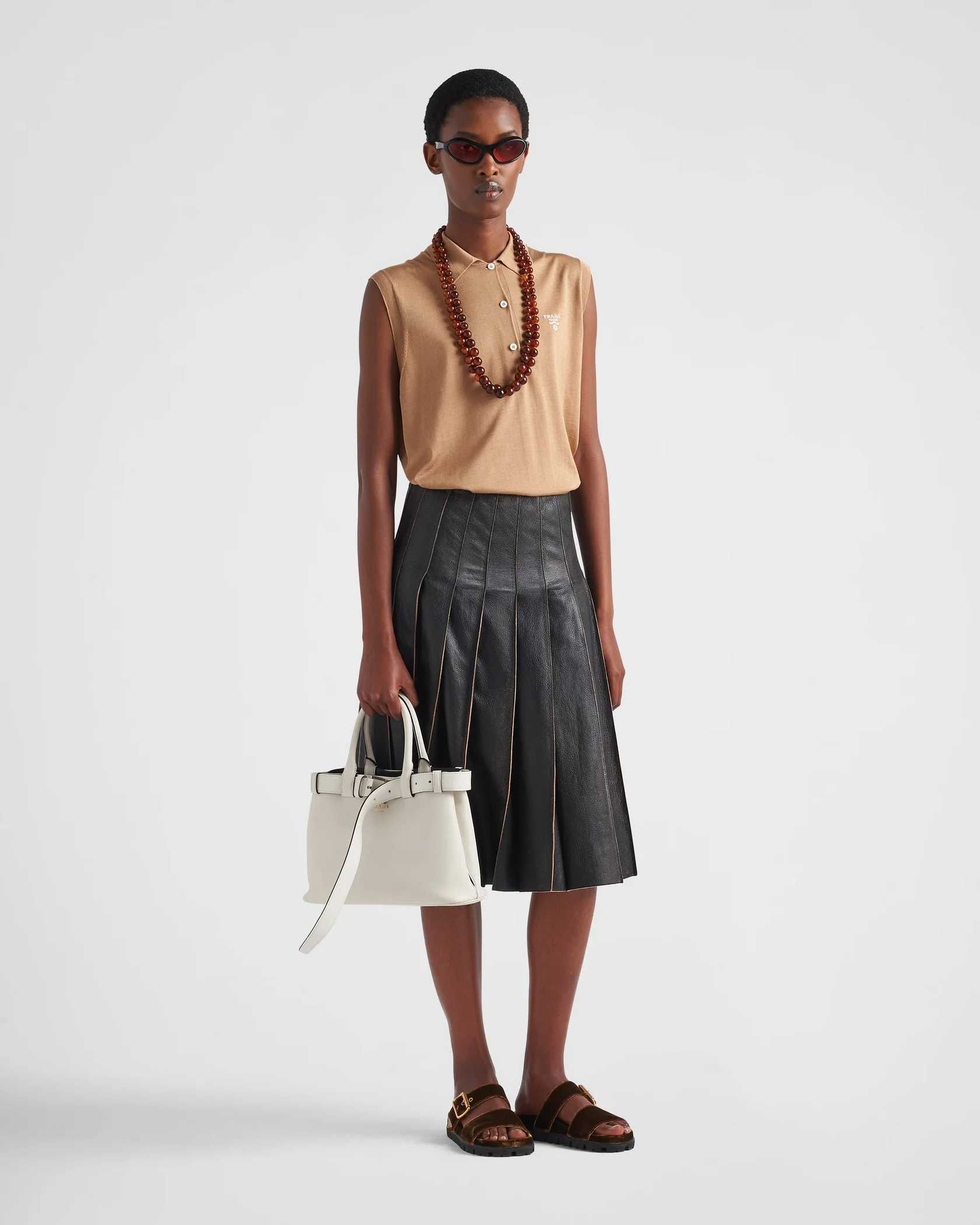 Сумка Prada Buckle Small Leather Handbag with Belt White