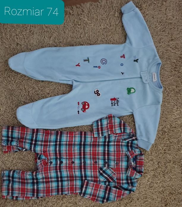 Pudełko ubranek chłopiec rozmiar 74, stan bdb, ok.65 szt.