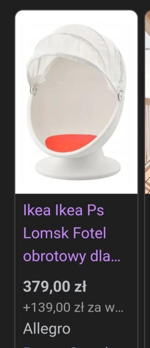 Fotele białe Ikea jajo lomsk