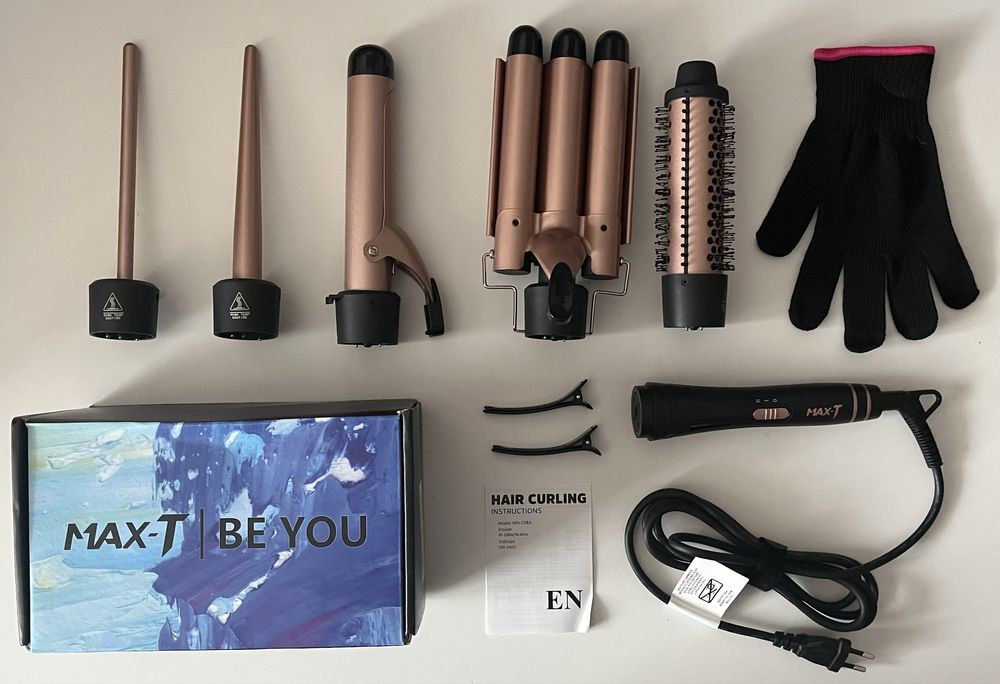 Lokówka MAX-T 5w1 z końcówkami 9–38 mm i szczotką do loków