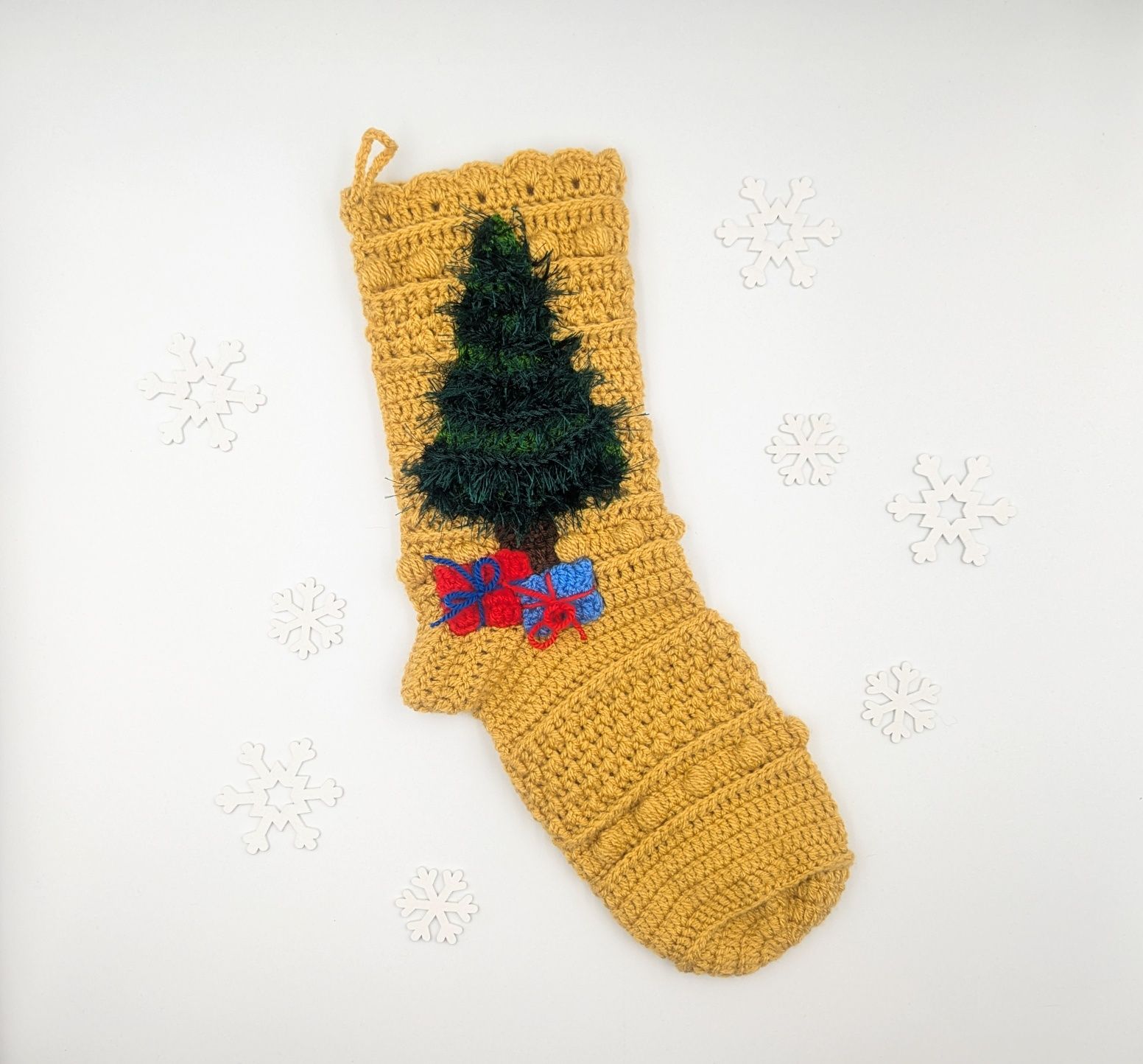 Skarpeta na prezenty świąteczna ozdobna handmade rękodzieło choinka