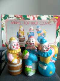 3 ceramiczne cyrkowe CLOWNS Clown Kolekcjonerskie FIGURY, lata 80