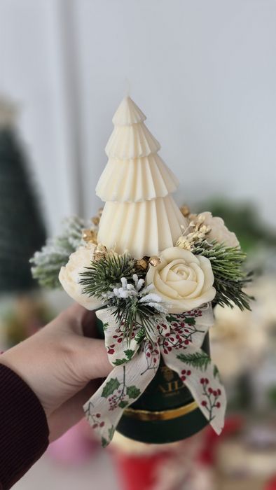 Mini box z choinką świece sojowe