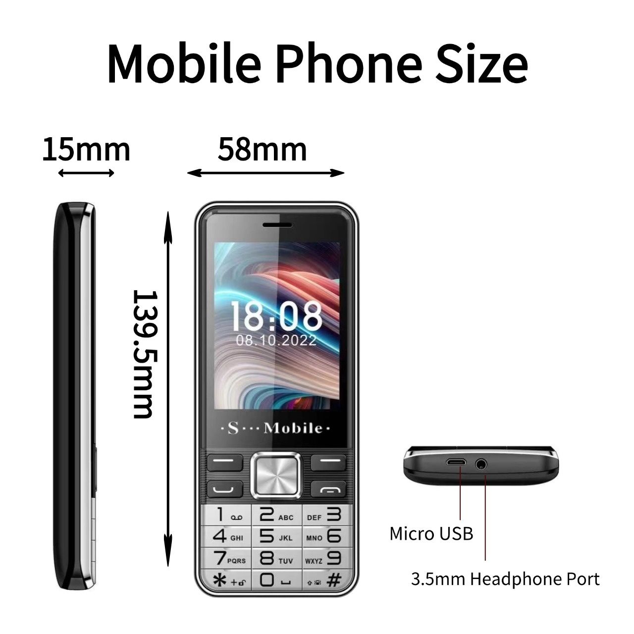 4 Sim 3000mAh Мобільний телефон кнопочний 2.8 Великий екран та батарея