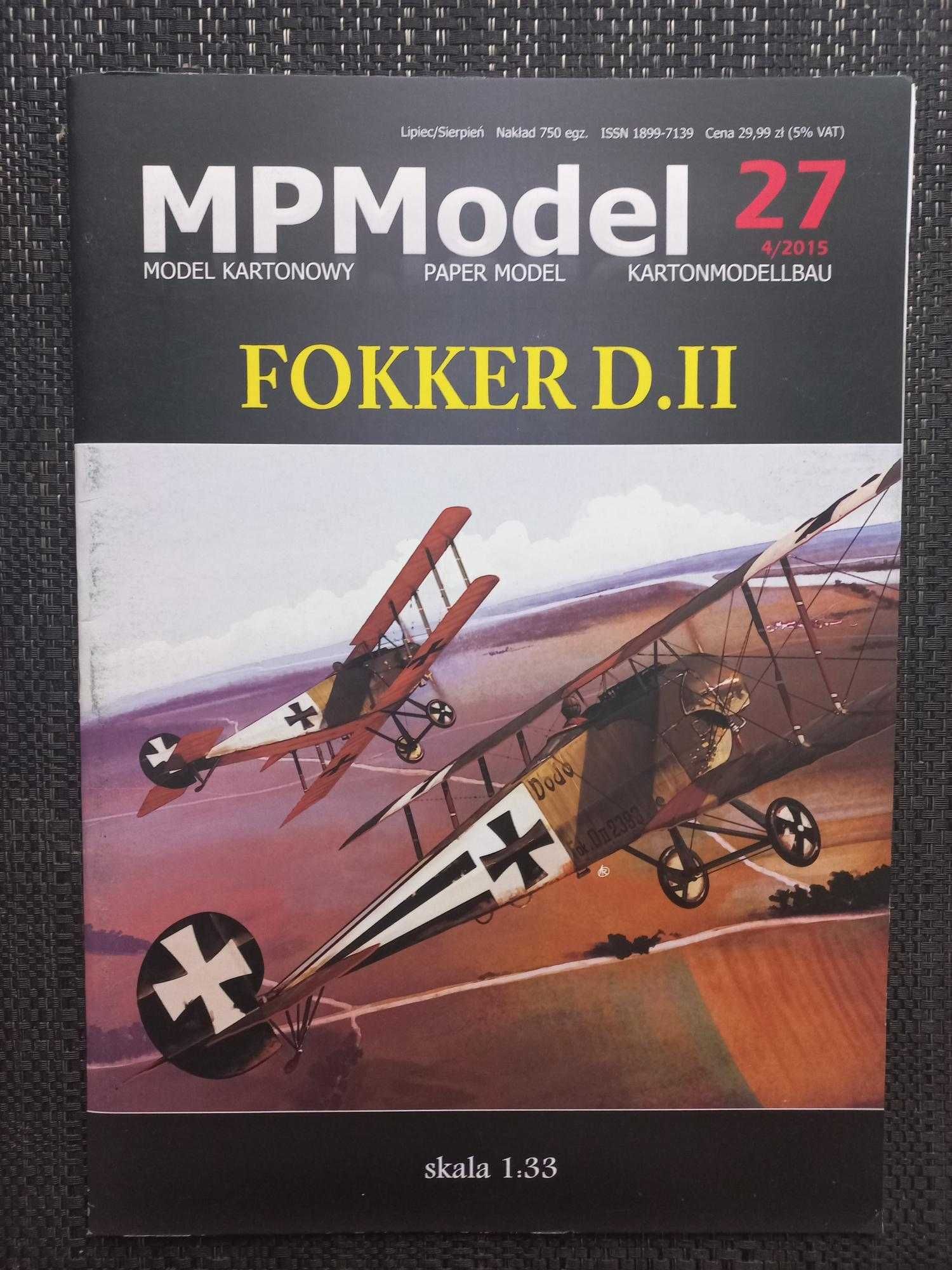 Model Kartonowy MPModel 27 4/2015 Samolot Fokker D.II + LASERY