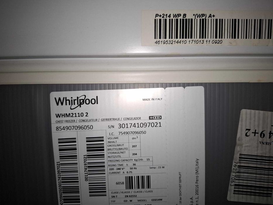 Zamrażarka WHIRLPOOL WHM2110, otwierana do góry