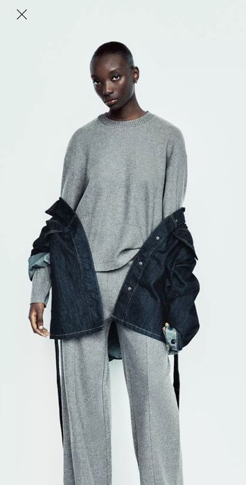 Комплект штани светр сірий soft zara s