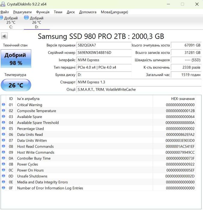 ТОП M.2 SSD диск 2TB Samsung 980 PRO 7000MBs\PCI-e 4.0 x4 MLC Trade-IN