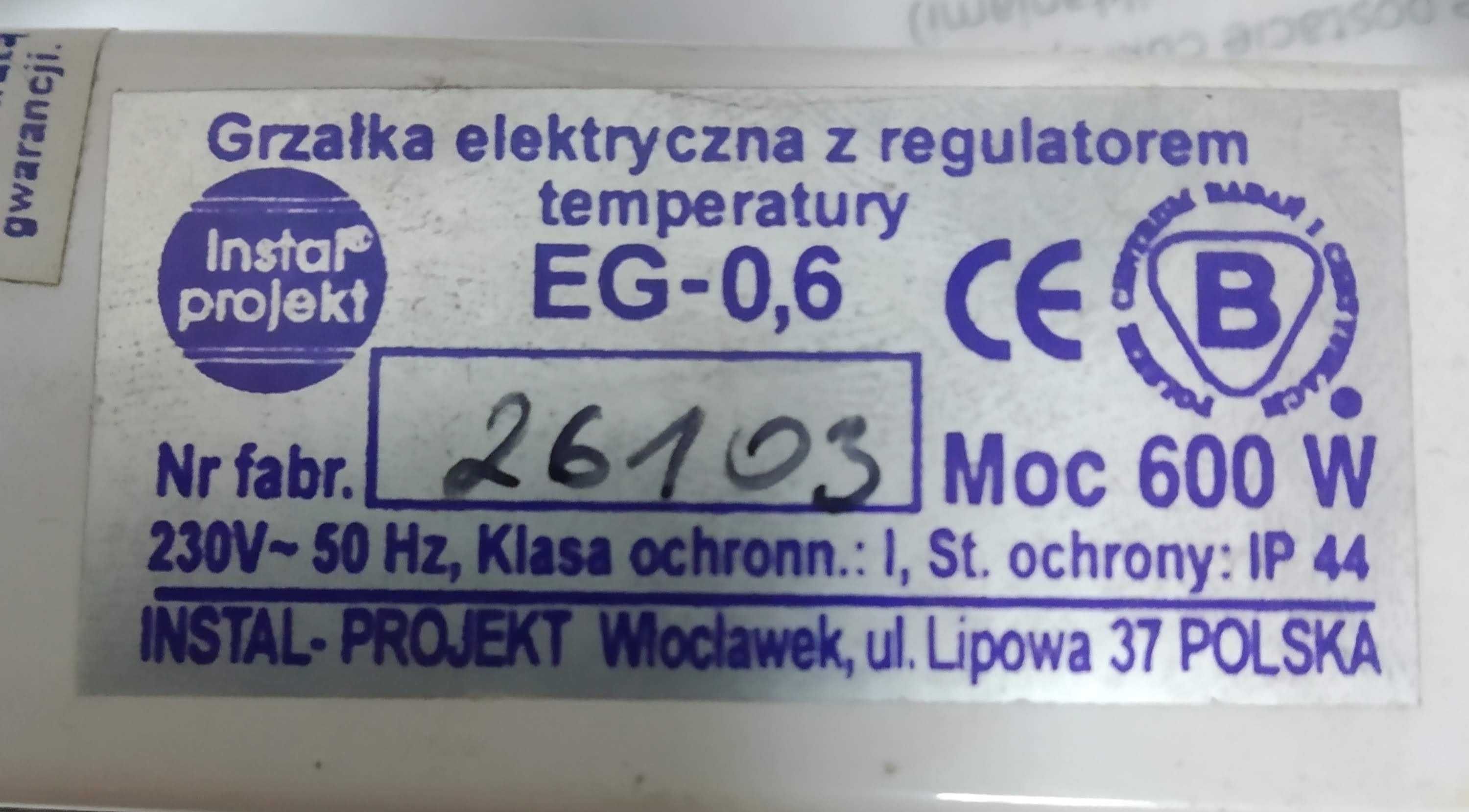 grzałka elektryczna z regulatorem temperatury 600W