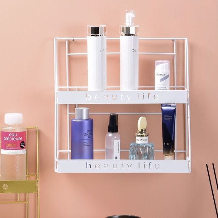 Metalowa, Dwupoziomowa Półka Styl Loft Na Kosmetyki Beauty Life Biała