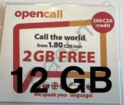 Czechy 12GB sim karta Opencall 200kc czeski starter nowy sieci O2