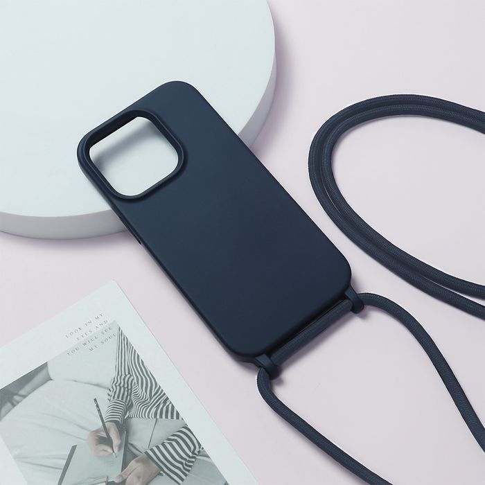 Strap Silicone Case Do Iphone 14 Pro Max Wzór 1 Granatowy