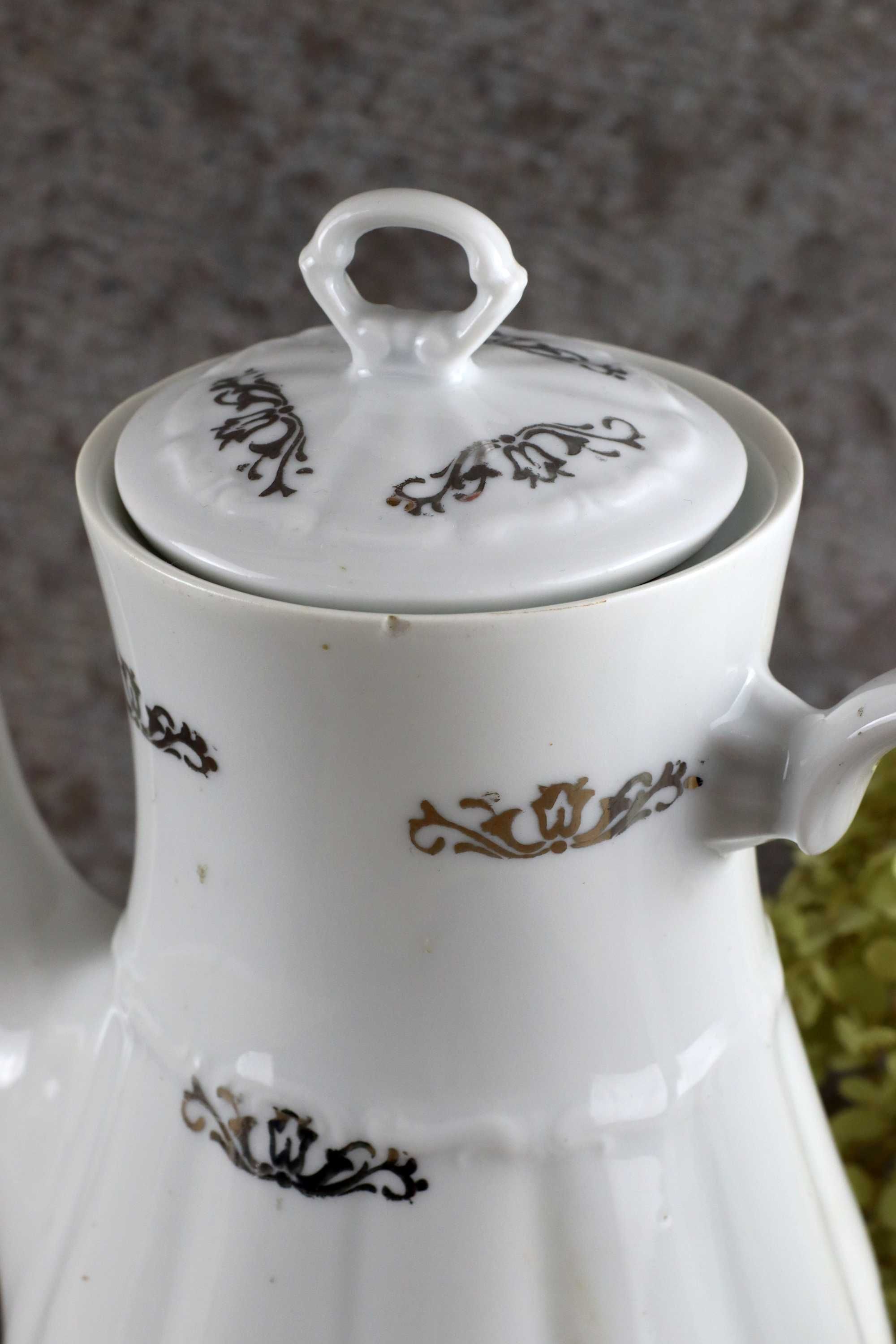 Dzbanek ze srebrnym dekorem porcelana Bogucice prl vintage