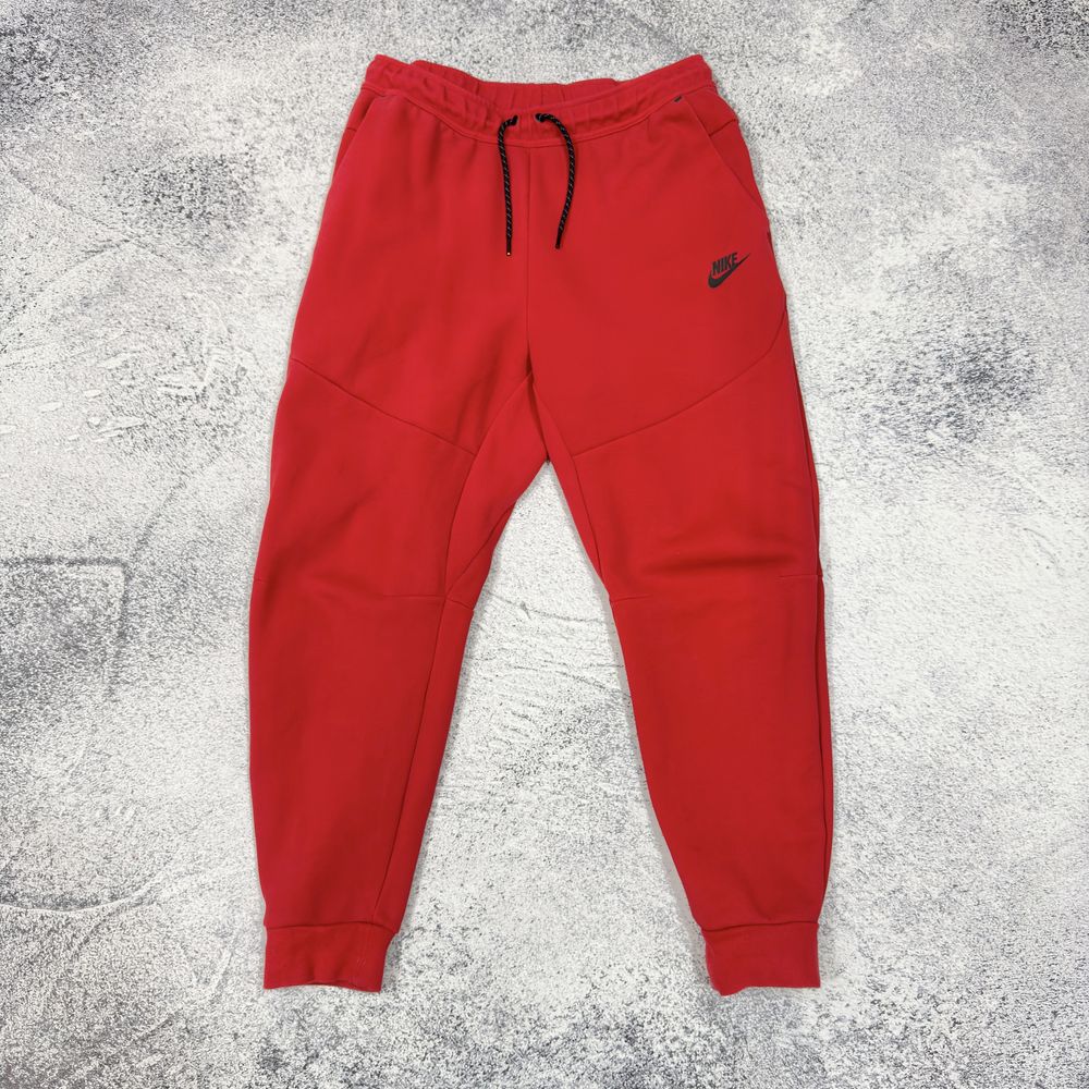 Nike Tech Fleece красные спортивные штаны L размер