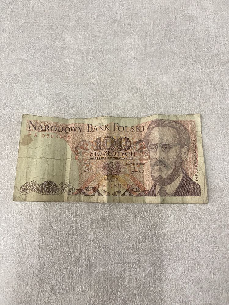 Banknot 100 zł.  z 1986 roku z Waryńskim