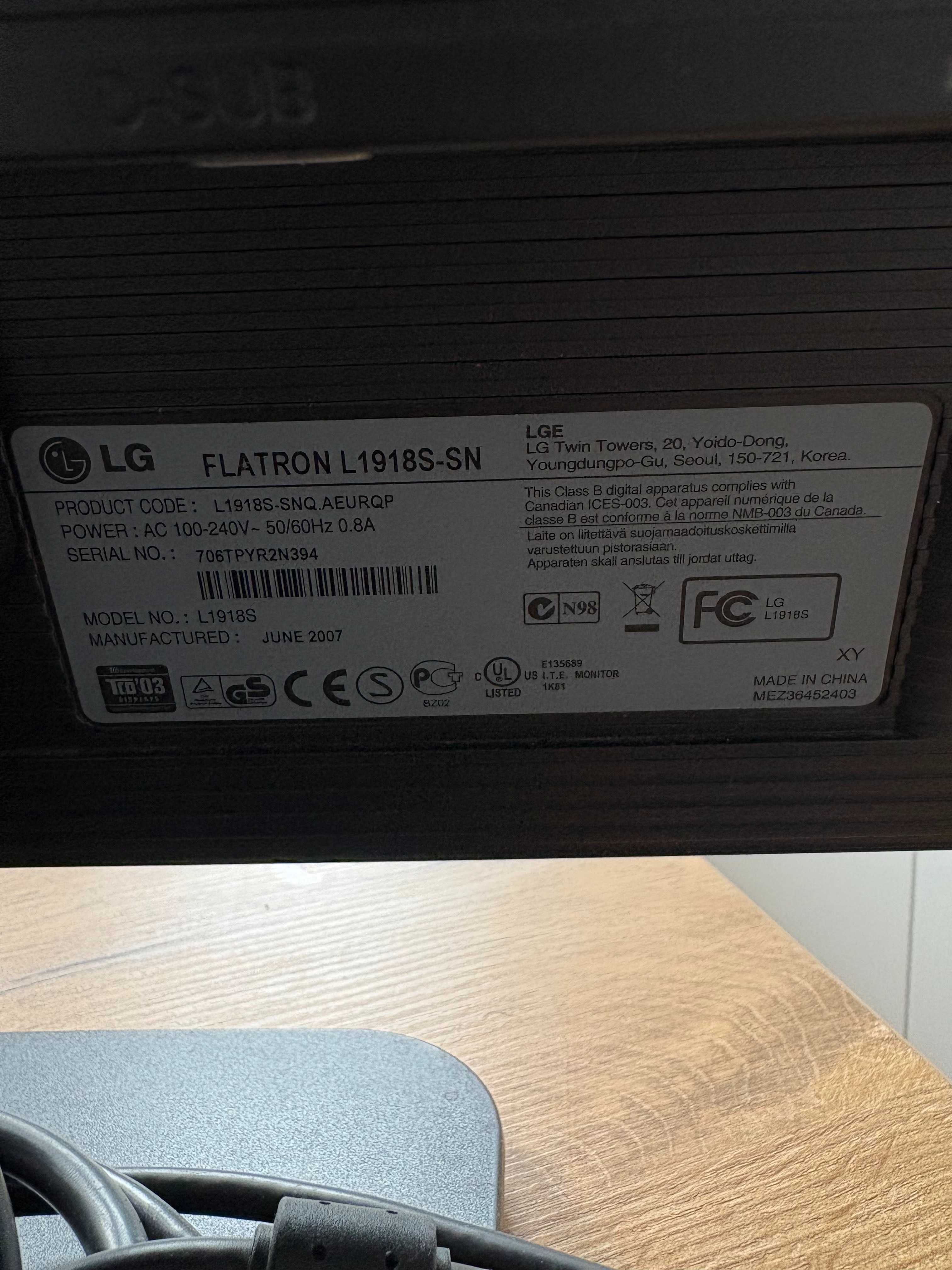 Monitor LG Flatron L1918S – używany, sprawny – odbiór Wrocław