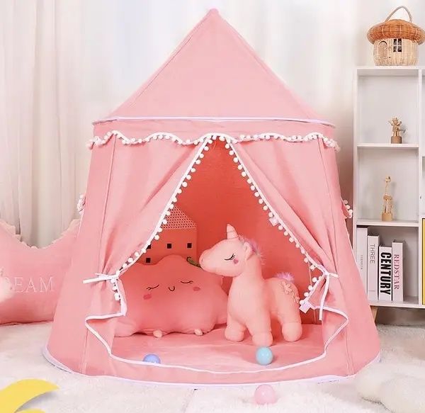 Рожева палатка вігвам для дівчинки + подарунок фетрові прапорці