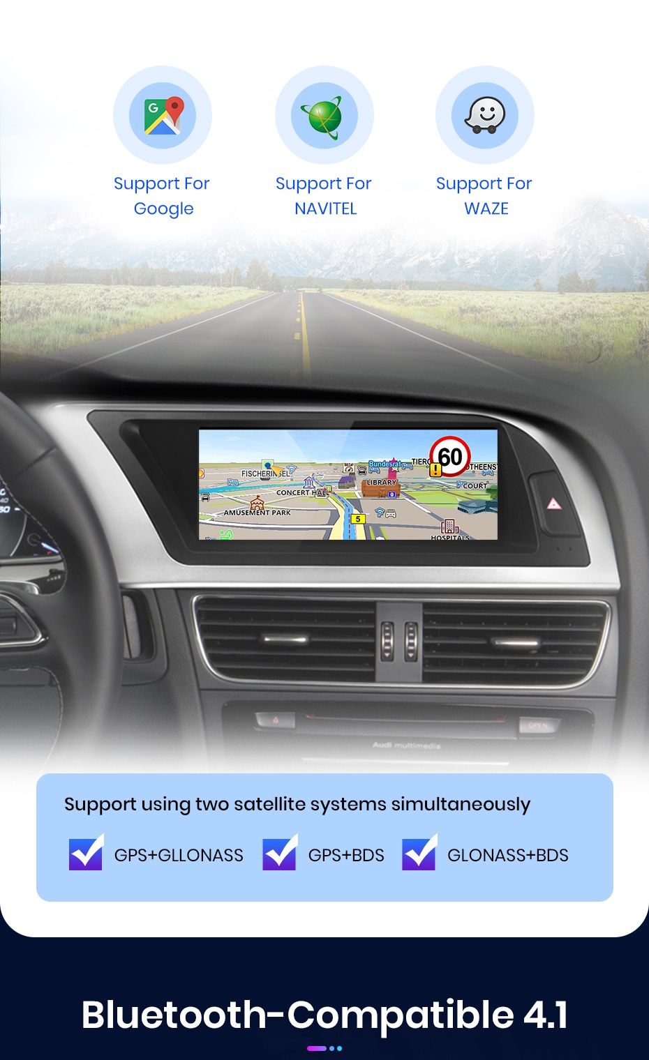 Rádio 8,8" Android Audi A4 de 2013-16 Carplay GPS Knob 6/128GB 8-core