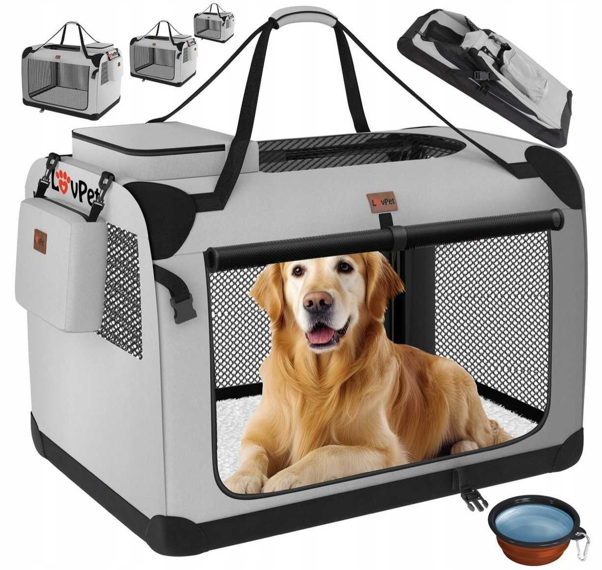 Torba transportowa LOVPET szary L 70 cm x 52 cm x 52 cm (156)
