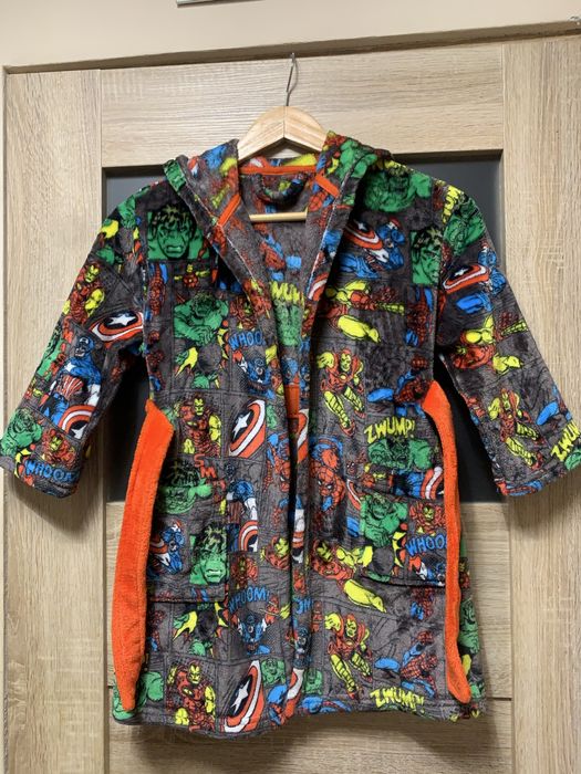 Szlafrok dziecięcy z kapturem marvel spiderman avengers hulk  110-116