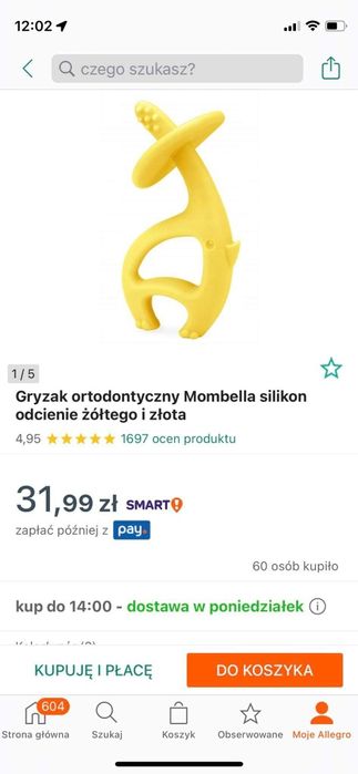 Zestaw zabawek: gryzak ortodontyczny Mombella silikon, pozytywka