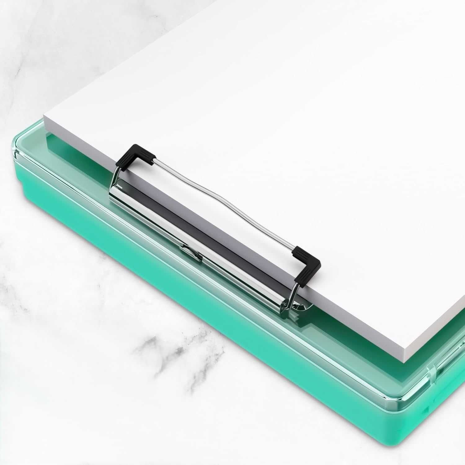 Clipboard Teczka z przechowywaniem A4, przezroczysty panel zielony