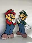 Mario e Luigi em Madeira para Decoração Gaming