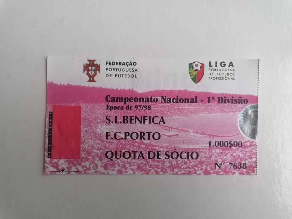 Bilhete de futebol jogo Benfica - F. C. Porto Campeonato Nacional