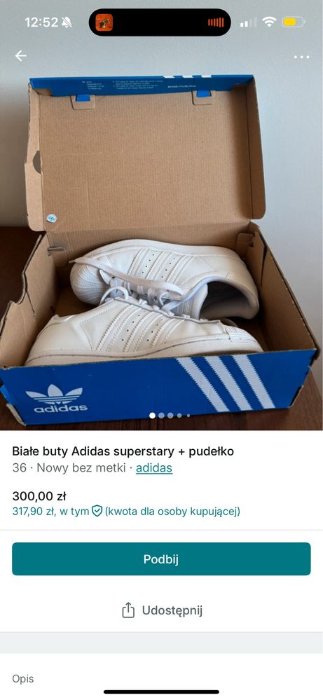 Buty Adidas superstary nowe, pudelko dodatkwoo