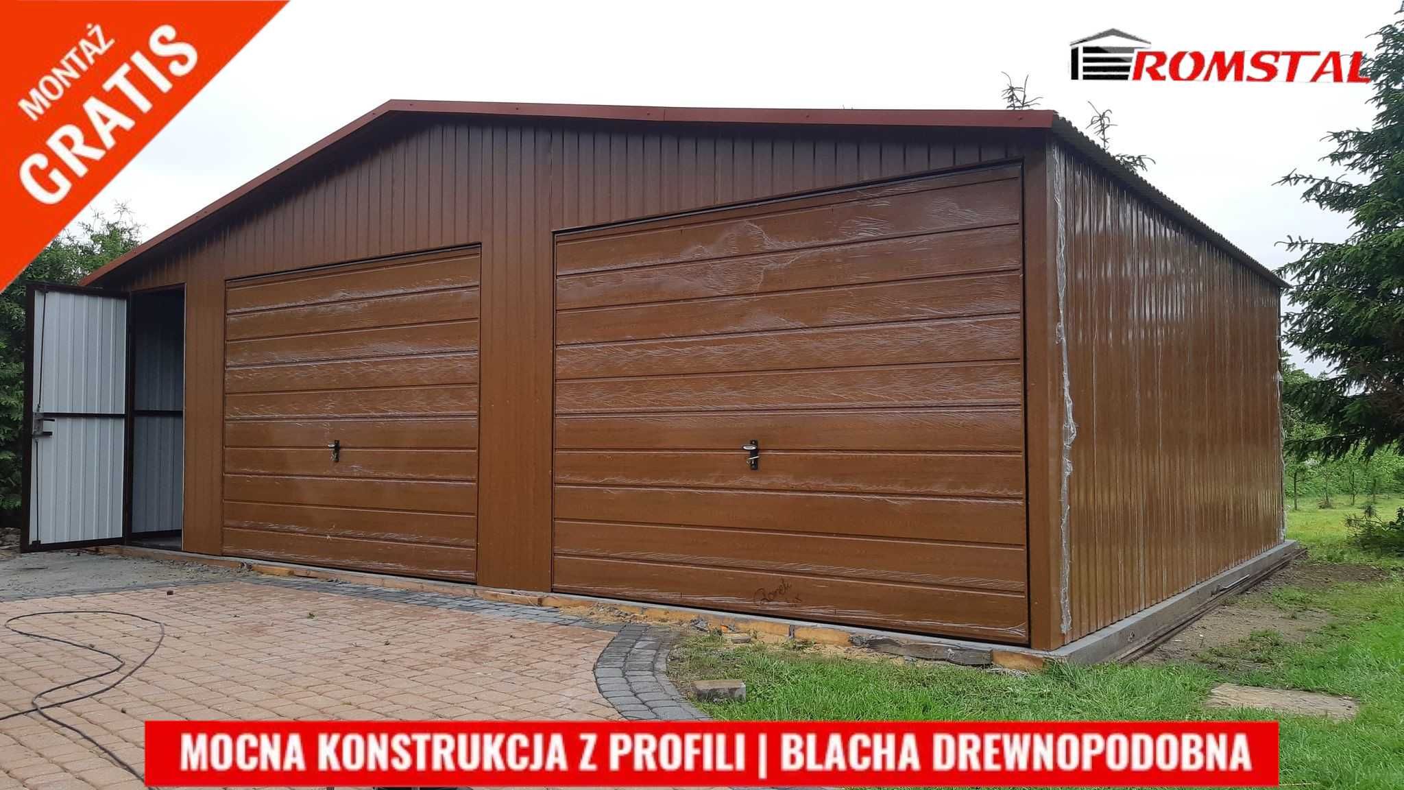 Garaż Blaszany - Garaże Blaszane -8x6 -Drewnopodobny - Wiata - Romstal