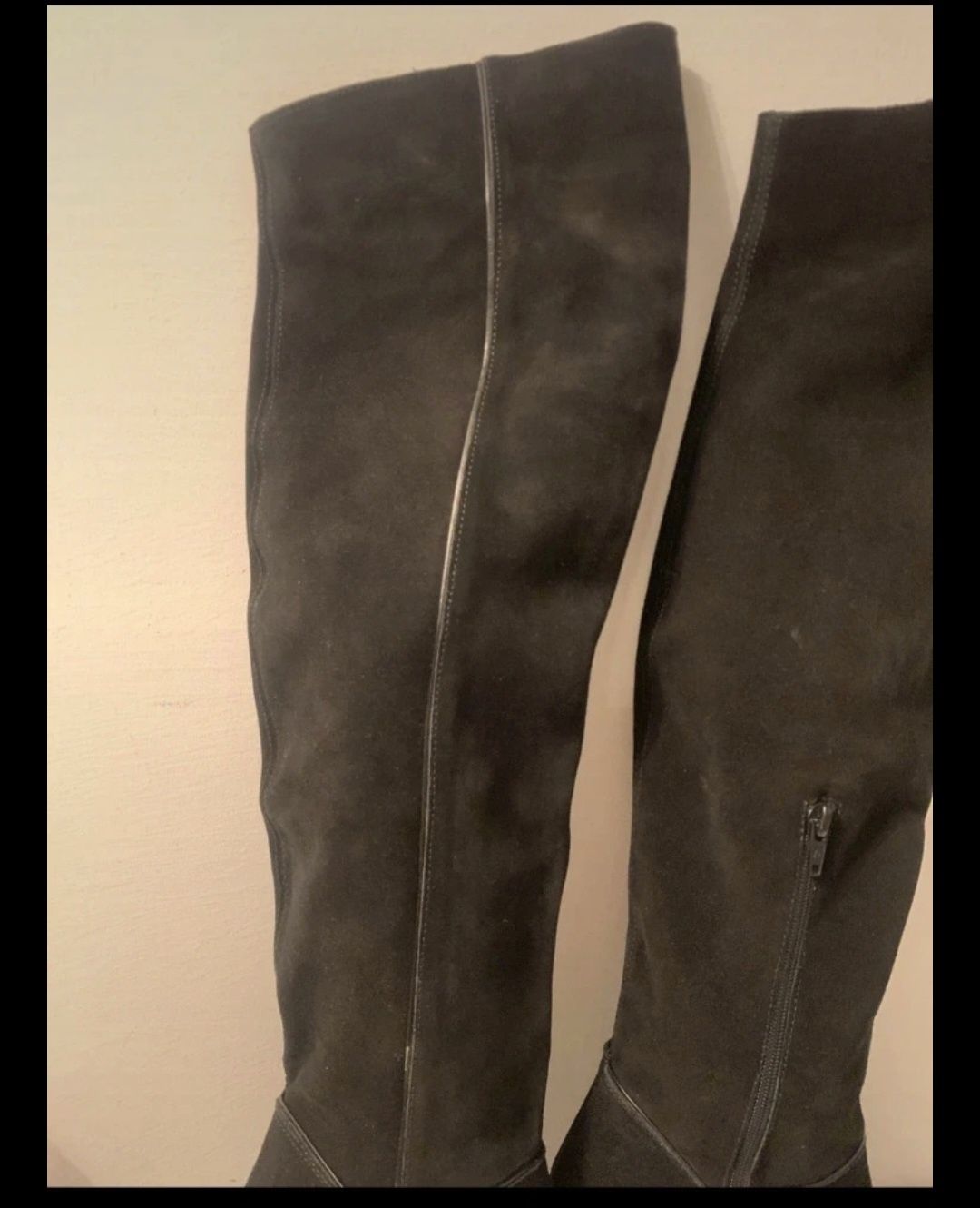 Botas acima do joelho, pretas de pele