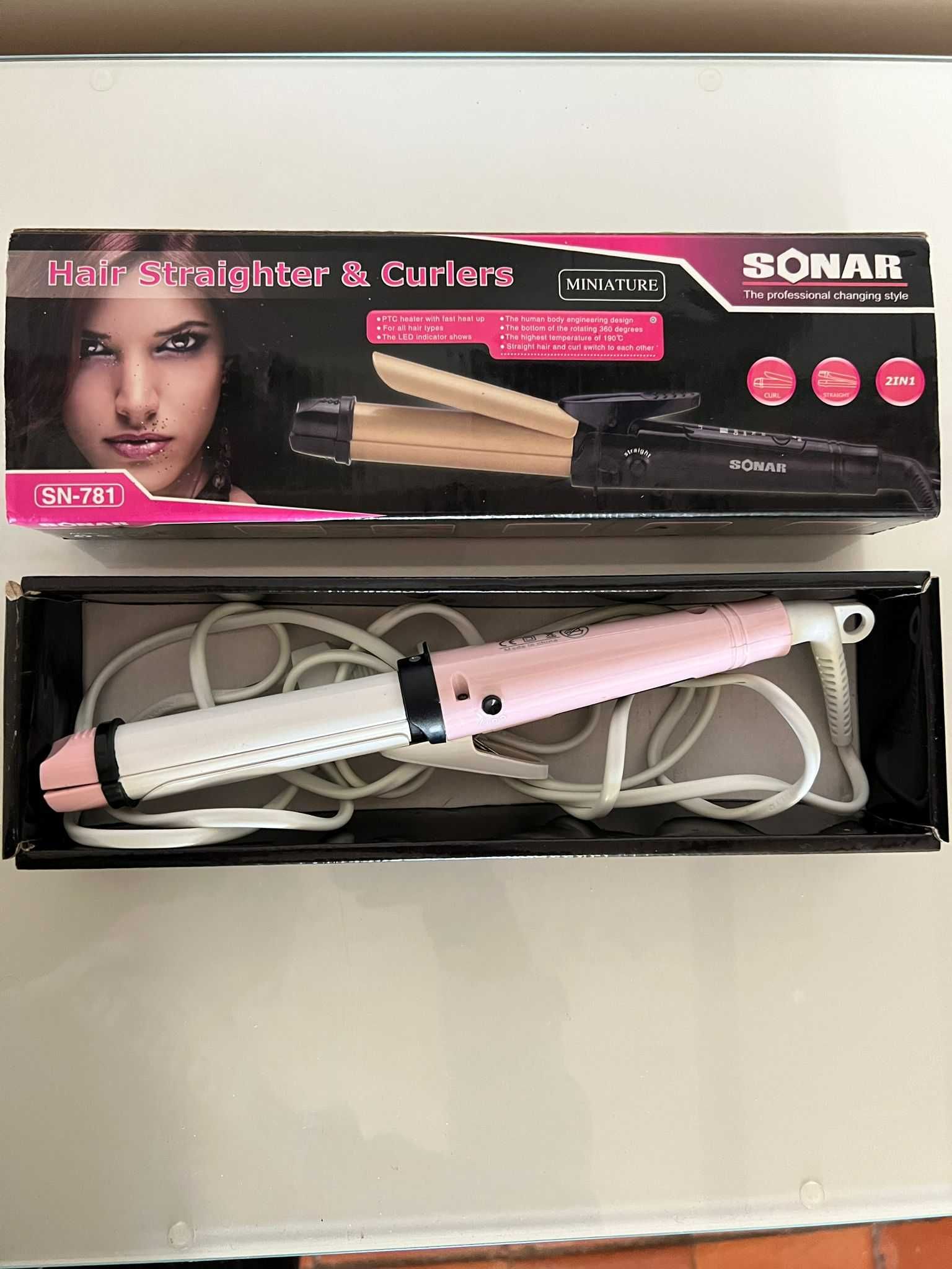 Professional 35W Hair Iron Straightener Curler - Pink  SONAR SN-781