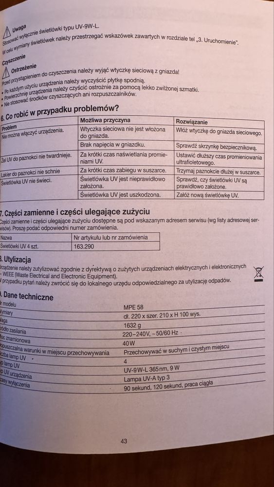 Suszarka do paznokci stóp i dłoni UV MPE 58 by Elle marki Beurer