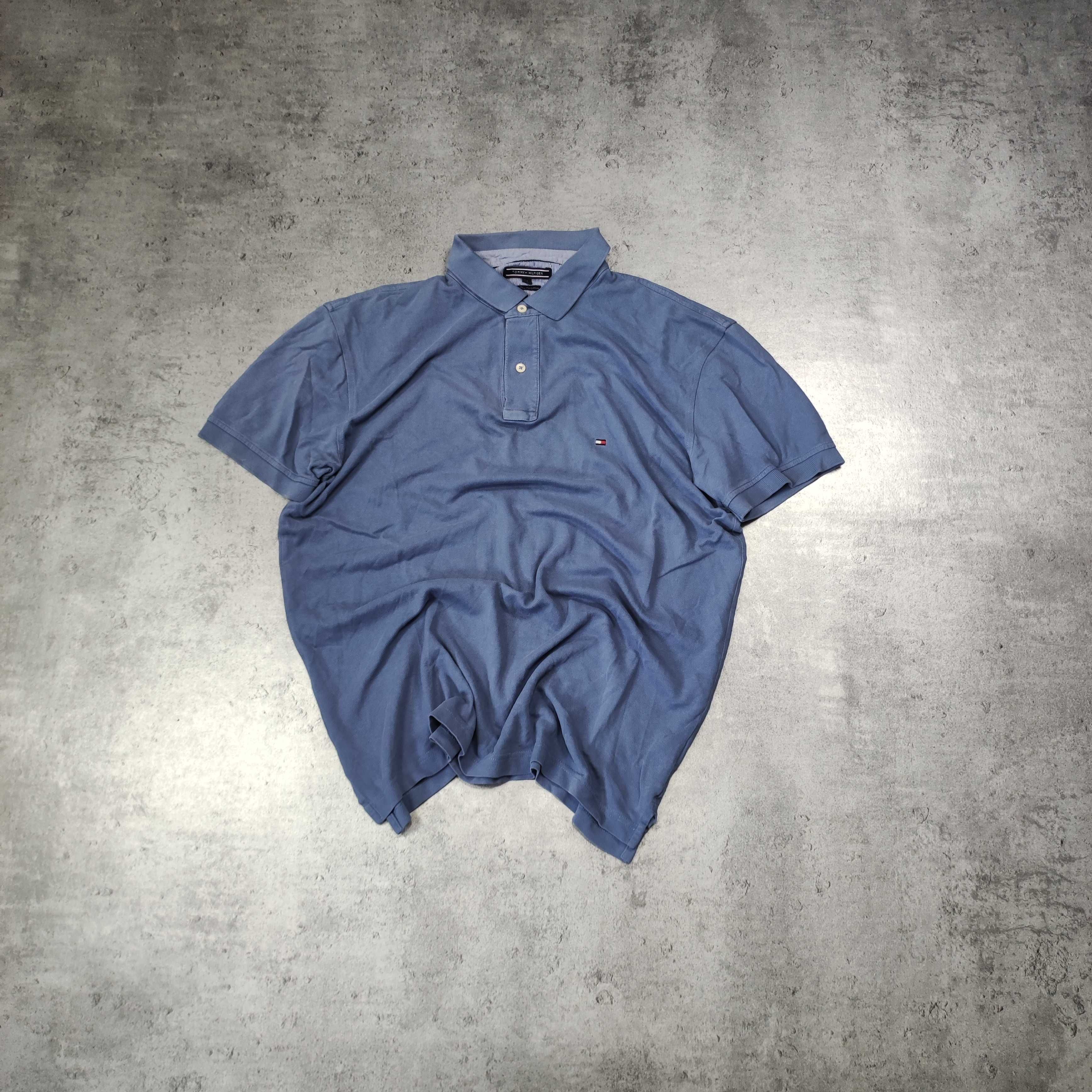 MĘSKA Koszulka POLO Elegancka Błękitna PREMIUM Bawełna Tommy Hilfiger