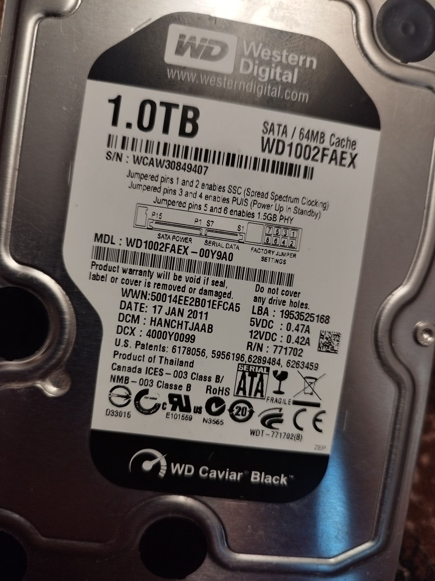 Dysk 1.0 TB nie testowałem
