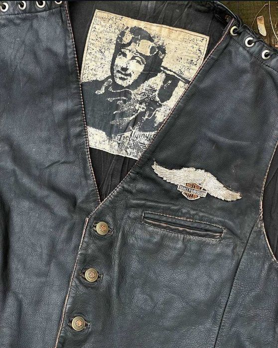 Шкіряна жилетка Harley-Davidson L-XL Vintage  patch leather vest