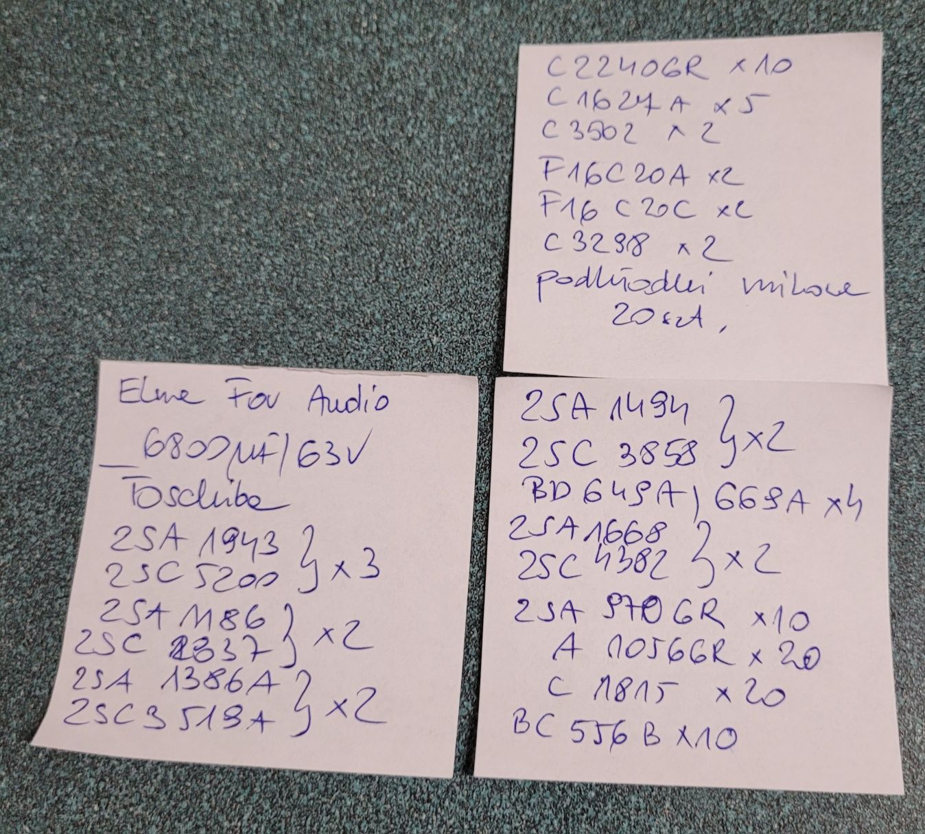 Tranzystory TOSHIBA 2SA1943/2SC5200 i inne elementy elektroniczne