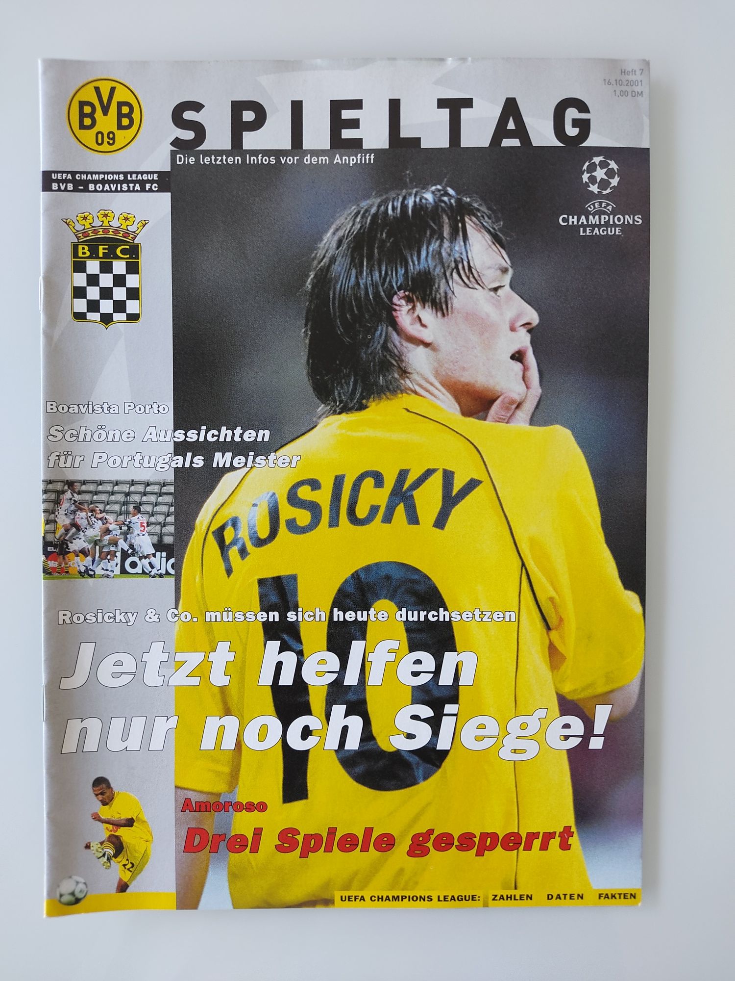 Programa oficial do Borussia Dortmund Boavista liga dos campeões 2001