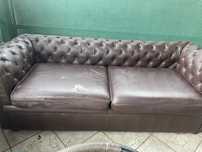 Sofa skórzana brązowa