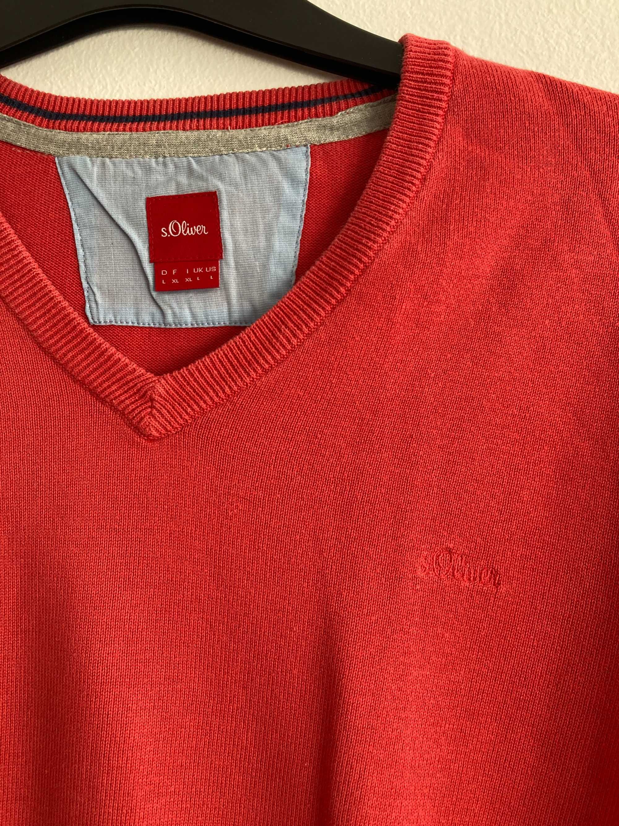 Pąsowy sweter męski - S Oliver - XL - bardzo dobry stan