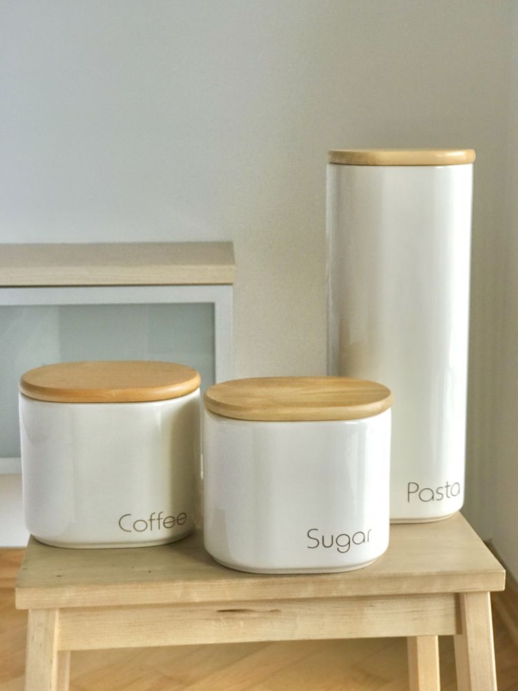 Vintage Pojemniki ceramiczne na cukier kawę makaron