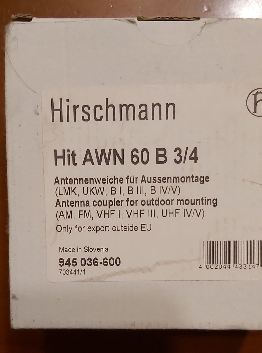 Zwrotnica Hirschmann HIT AWN 60 B 3/4