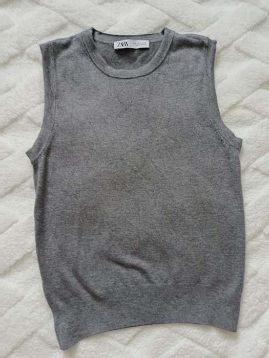 Szara kamizelka sweterkowa damska Zara rozmiar m