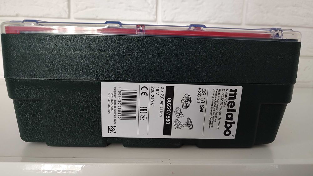 Metabo BS 18 sc 30, zestaw wiertarko-wkrętarka plus akcesoria